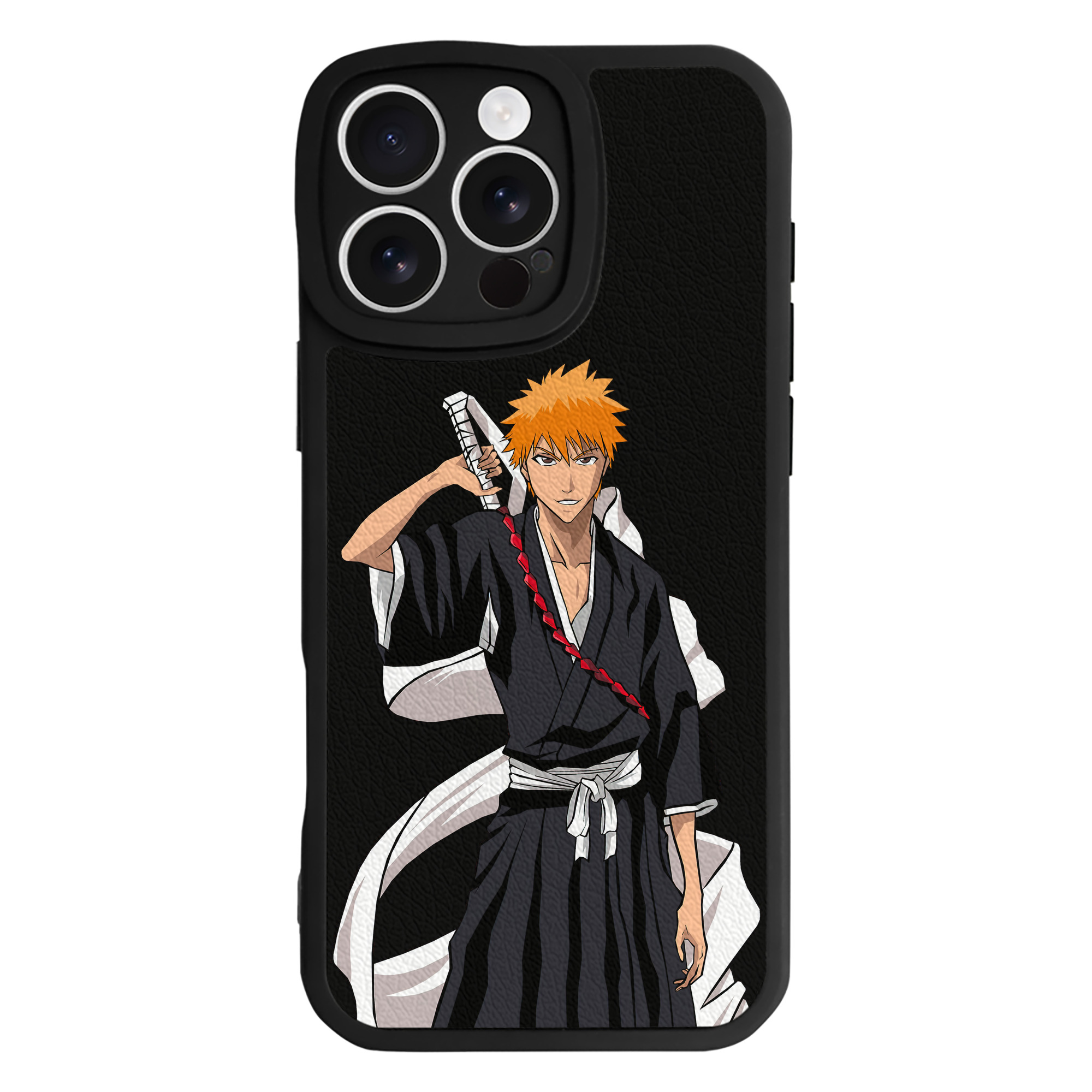 （画像用） ブリーチ 黒崎一護（くろさき いちご）BLEACH Kurosaki Ichigo 【iPhone 16シリーズ対応】シリコンスマホケース（レザー調） 材質：シリコン